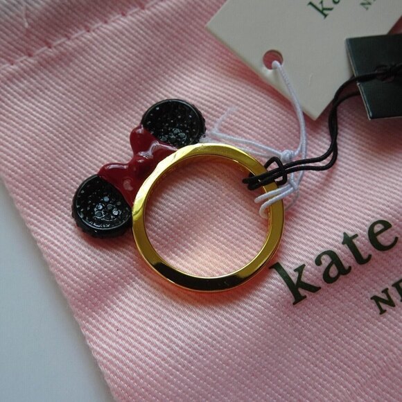New Disney x Kate Spade Minnie Mouse Ring Goldtone With Dust Bag Novelty 7 - Picture 5 of 8